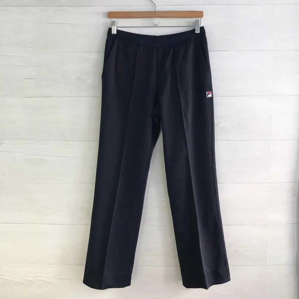 Vintage Fila 1977 - Navy blue pull on stretch creased pants 70s, sz 32 US